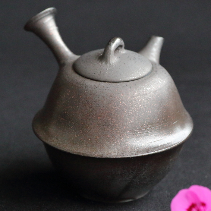 加 163ee 常滑焼 名人 小西洋平 作 窯変 砲口急須 共箱 / 茶道具