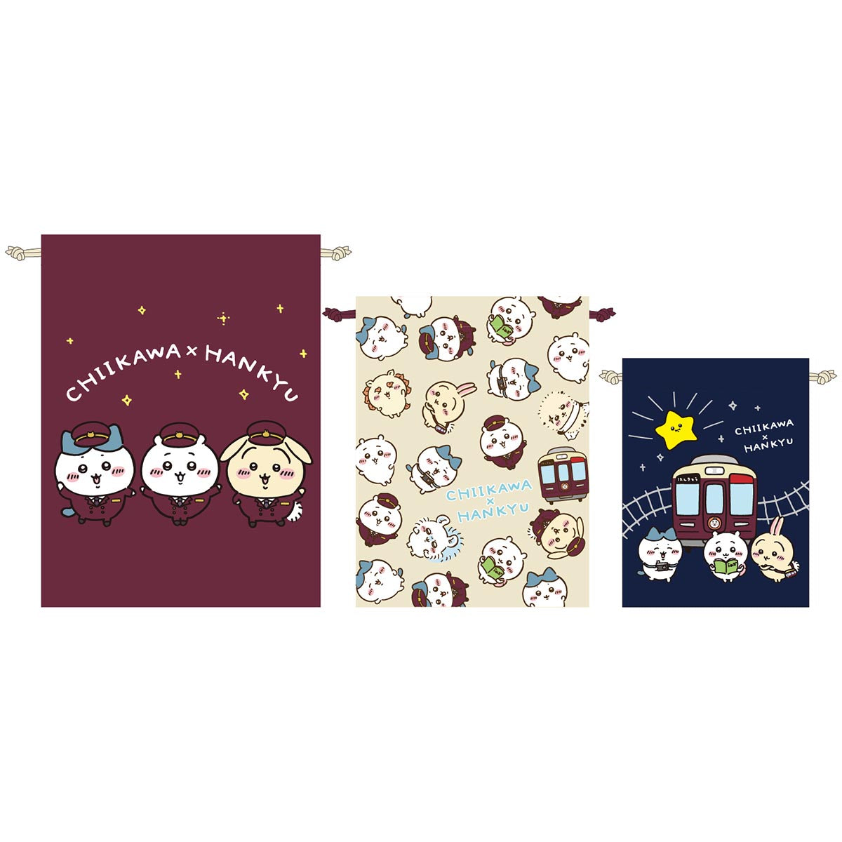 ちいかわ 阪急電車な巾着袋3点セット | ちいかわマーケット 公式グッズ