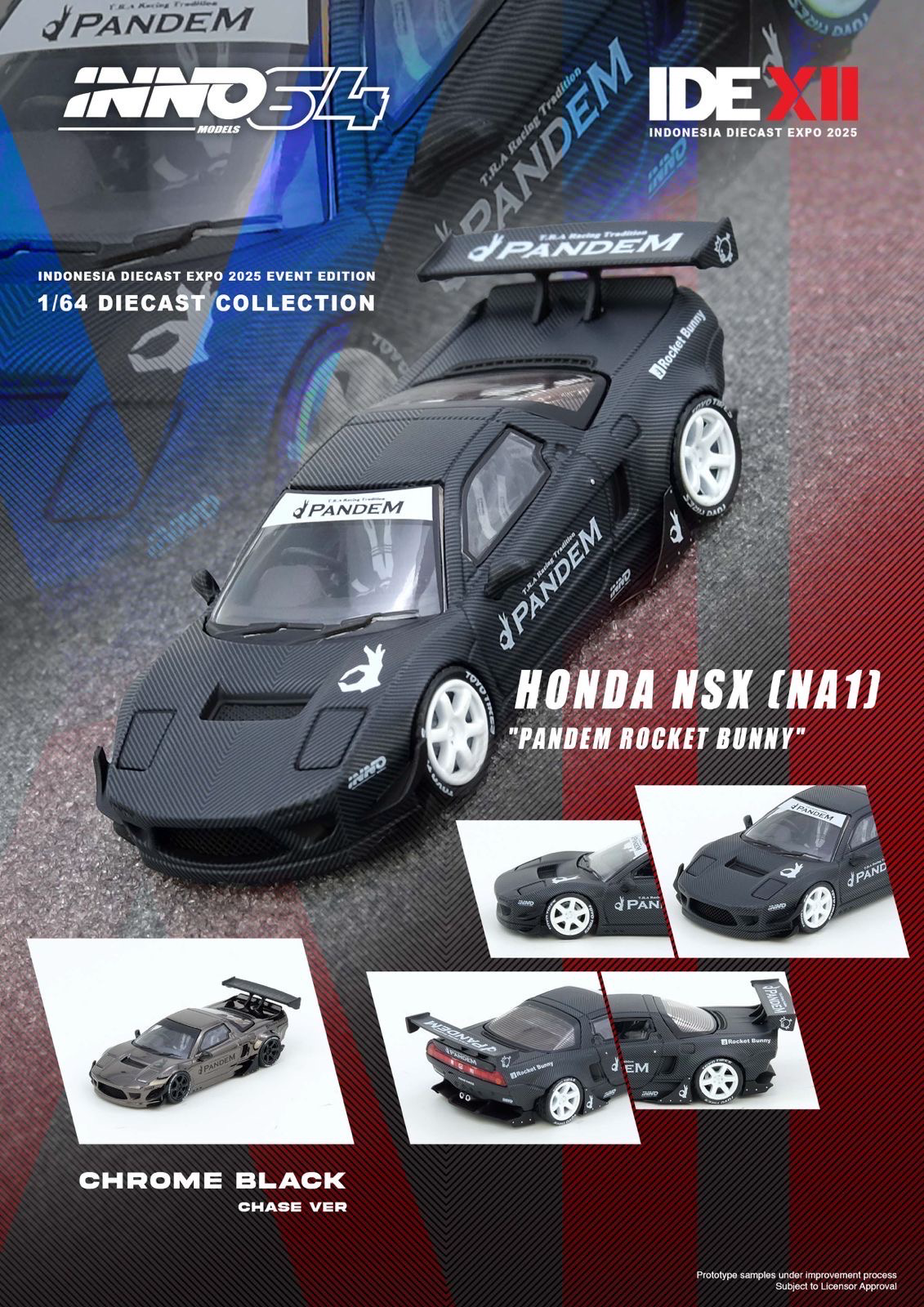 INNO 64 Honda NSX (NA1) “Pandem Rocket Bunny” Black Carbon IDE25