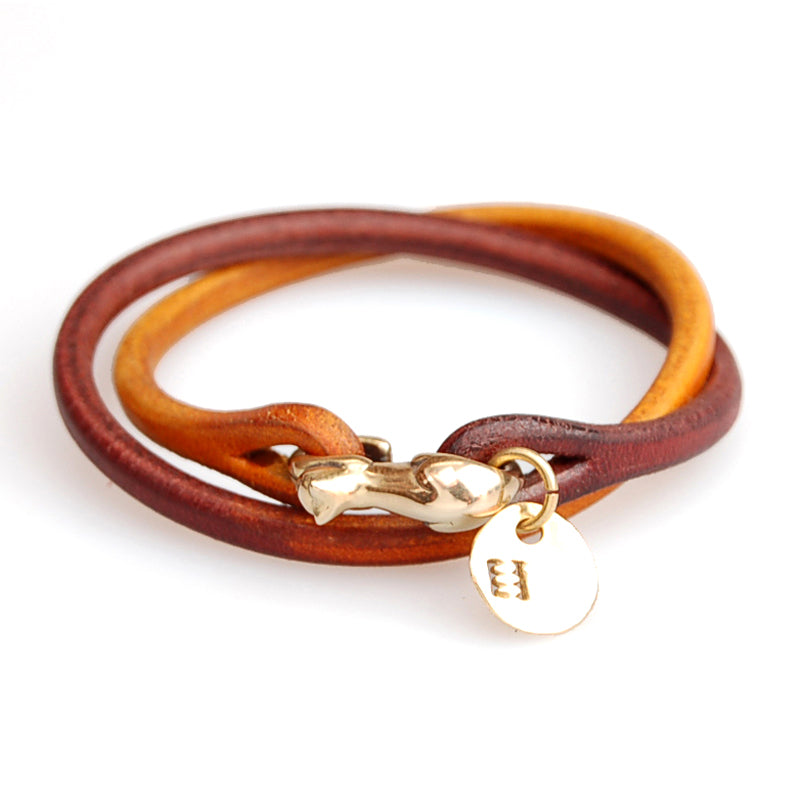 Lilac×Crampブレス 2重巻きブレス【LC-304KT 一匹ネコ】|池之端銀革店