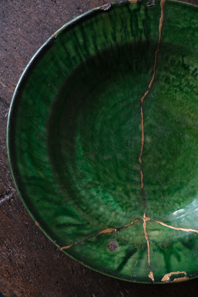 華南緑釉八寸皿
