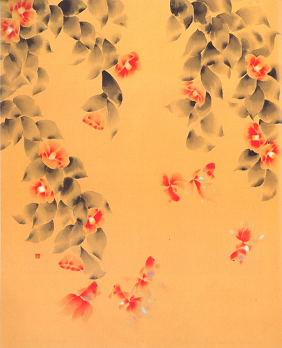 片岡鶴太郎 オフィシャル ウェブサイト / 椿に金魚