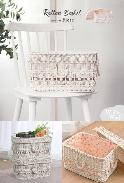 積み重ね出来るラタン製の可愛いバスケット: プリンセスクラス