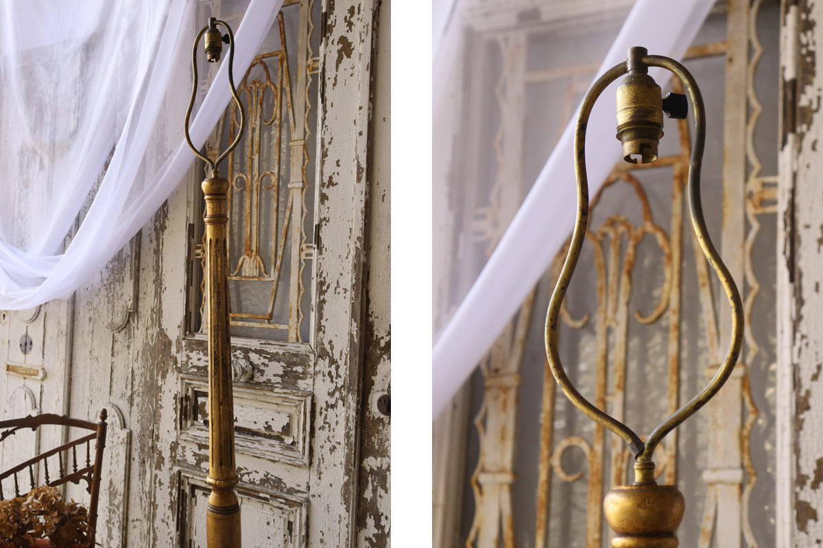 U194 フランスアンティーク 木製 ゴールドのフロアランプ