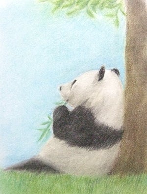 ほのぼのパンダ絵 『たまには一緒に、どう？』 | 動物パステル画で