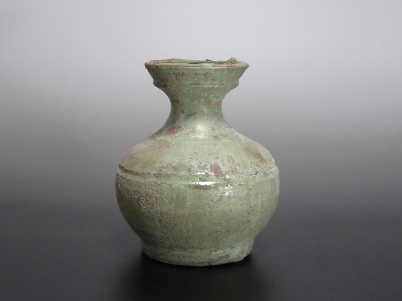 漢 緑釉 銀化小壺 仙遊洞