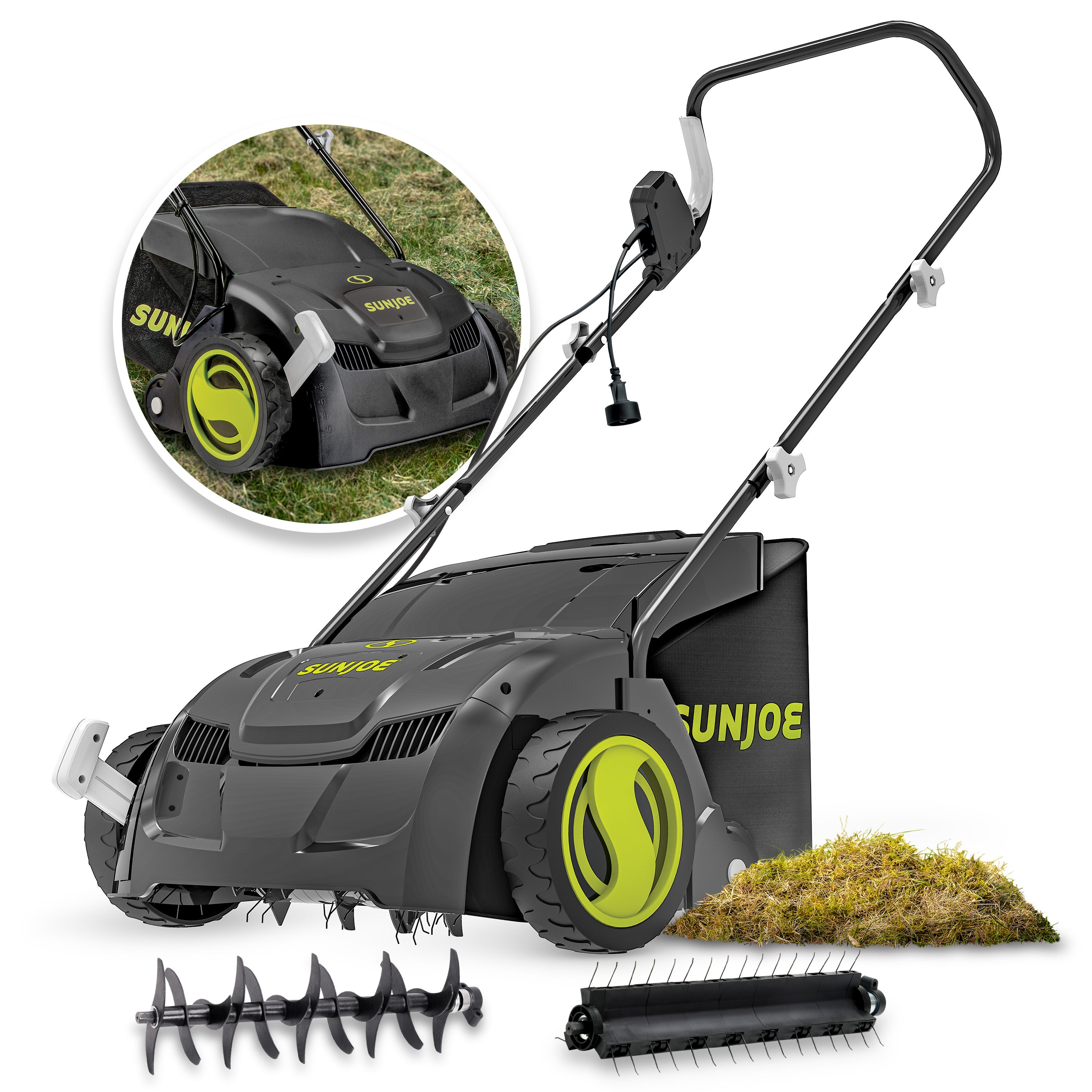 Sun Joe Electric Lawn Dethatcher + Scarifier W/ Collection Bag | 12.6-