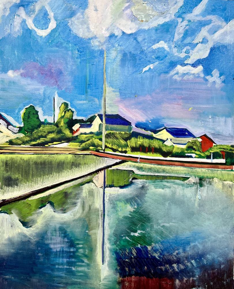 田んぼに映る景色(国立市)Scenery reflected in rice fields