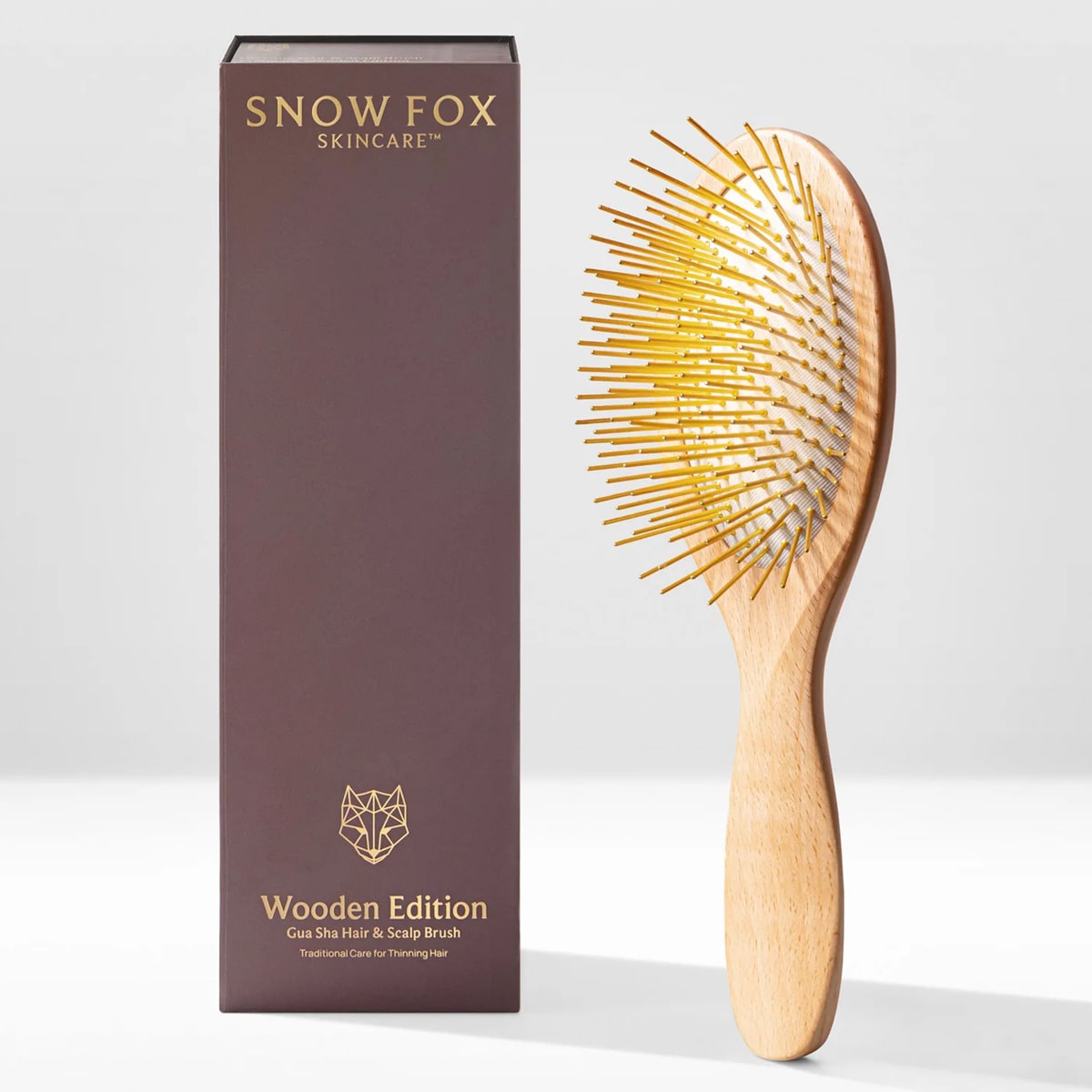 Snow Fox Skincare Gua Sha Hair & Scalp Brush Premium Wooden