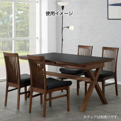 伸長式セラミック天板と天然木のダイニングテーブル セラミック