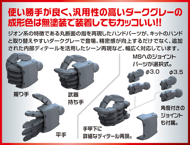 Builders Parts HD 1/144 MS HAND 02 (ZEON) [Dark Gray]: Added Many