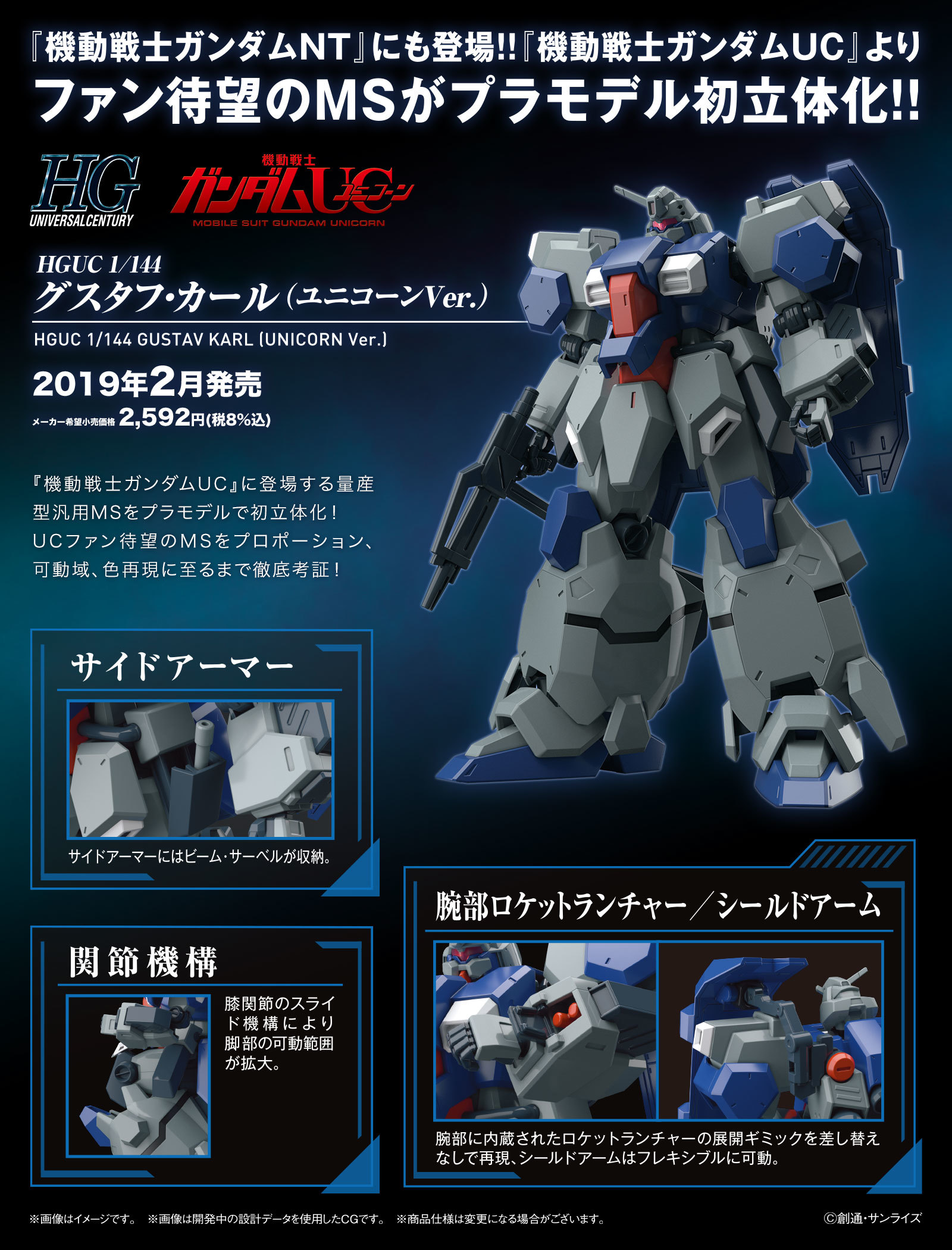 HGUC 1/144 GUSTAV KARL (UNICORN Ver.) Update Official Images, Info
