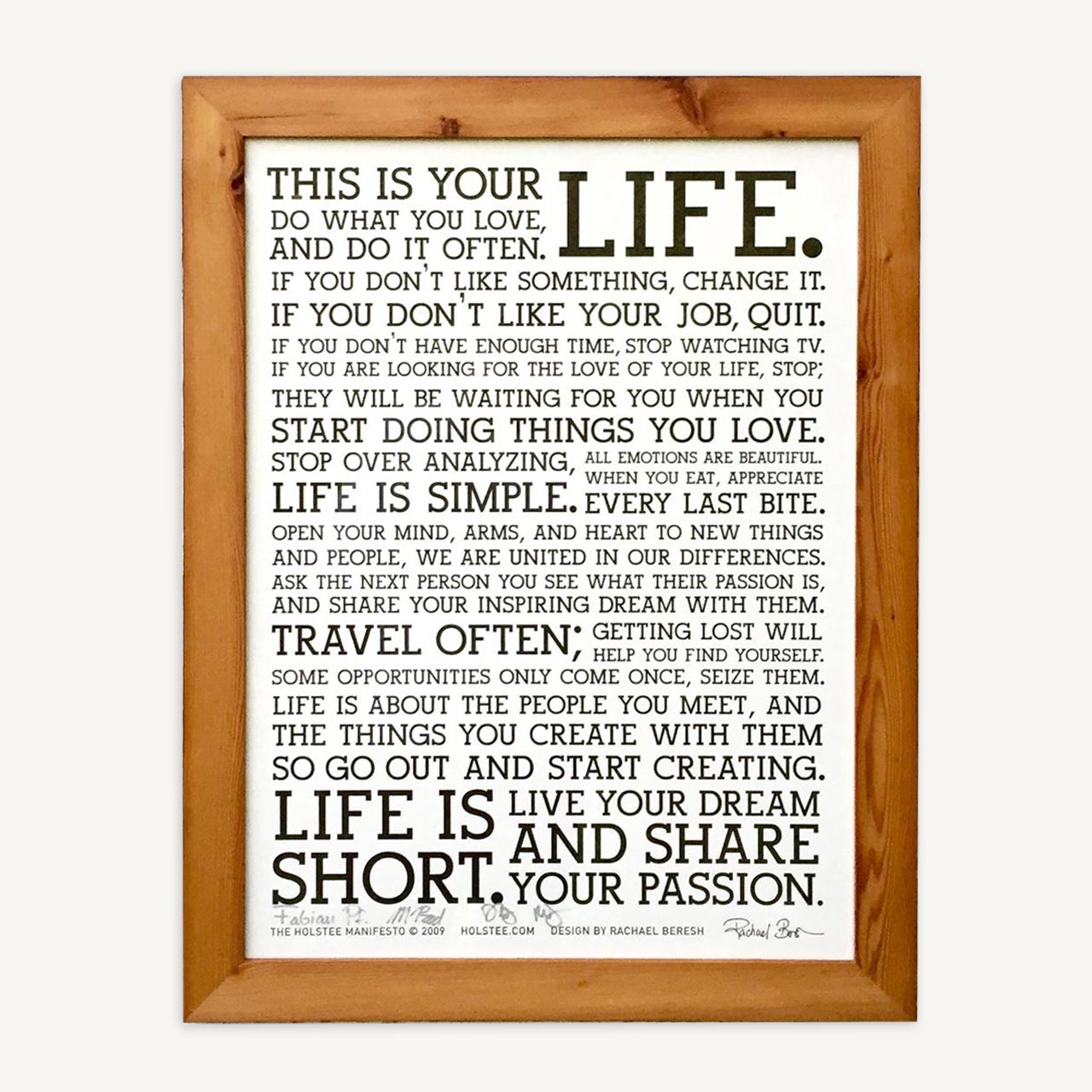 Signed Holstee Manifesto Letterpress Poste