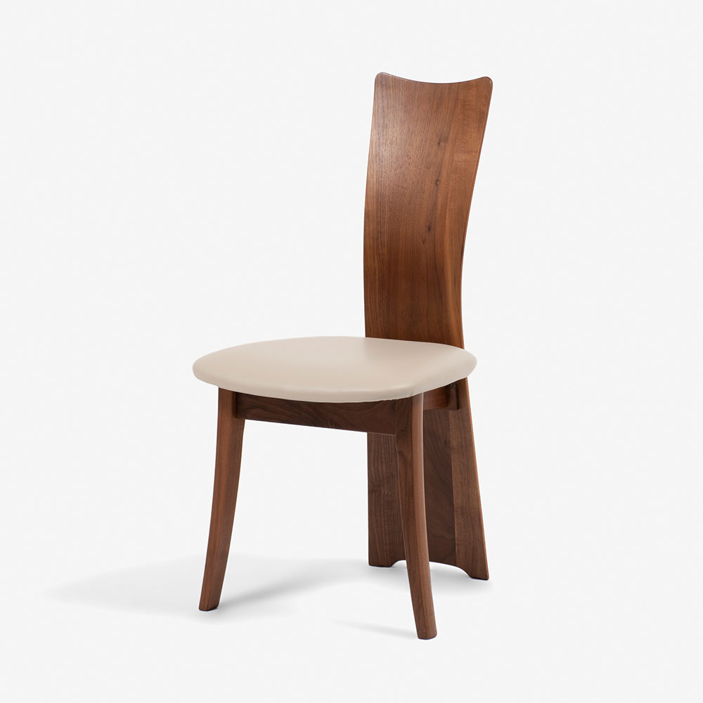 ダイニングチェア「フォルム OICL-201」ウォールナット材 合成皮革L