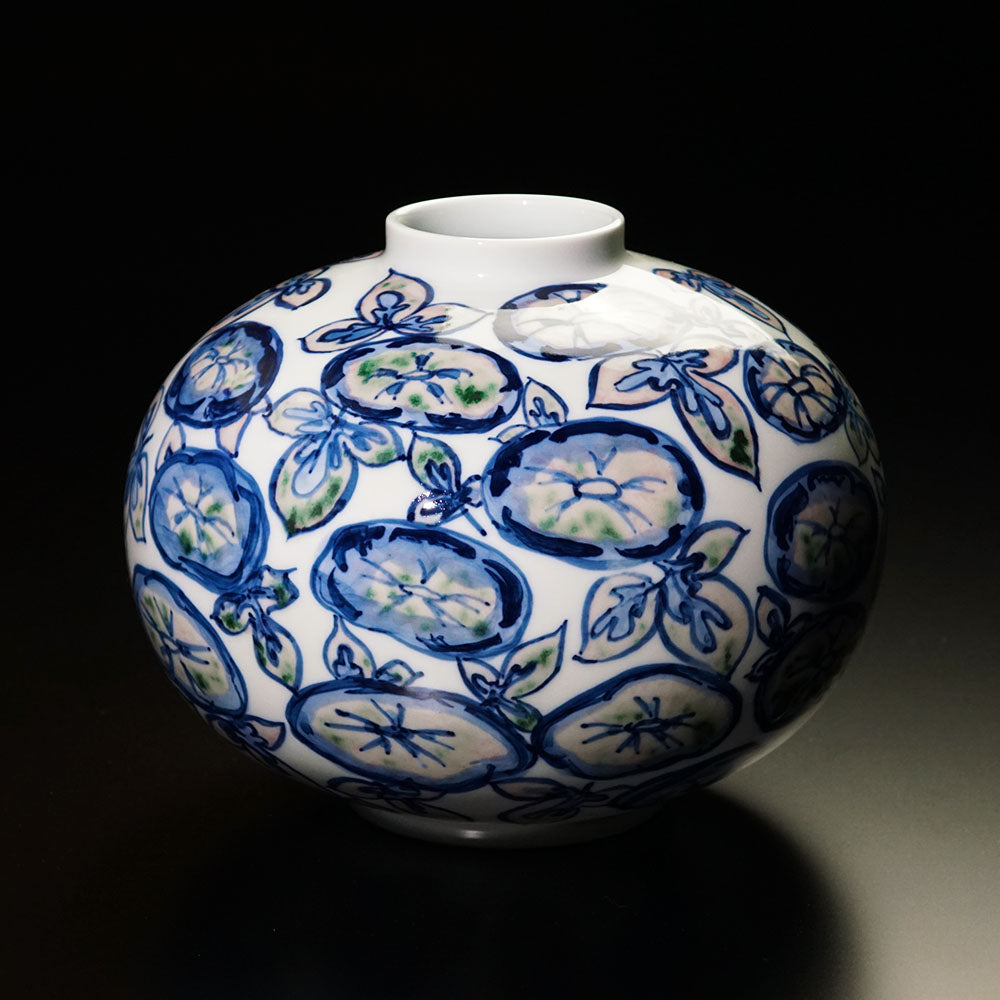 有田焼】釉裏紅朝顔紋花瓶 (初代真右衛門作)