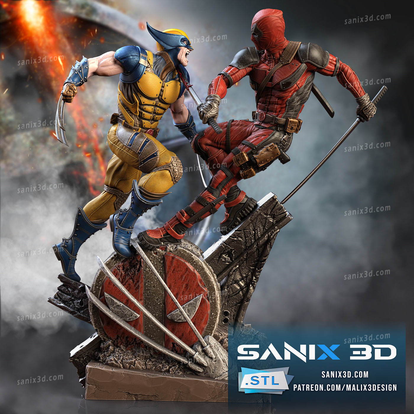 Deadpool VS Wolverine Statue – KAPIKOPRINTED