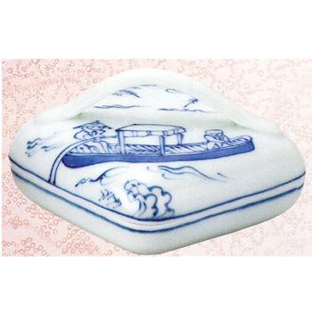 香合 染付 隅田川【販売】-茶道具は京都しみず孔昌堂