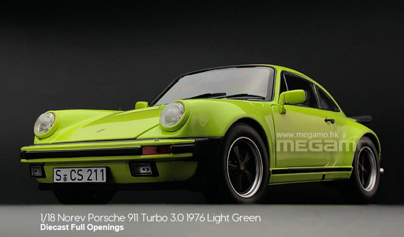 1/18 Norev Porsche 911 930 Turbo 3.0 1976 Light Green Diecast Full