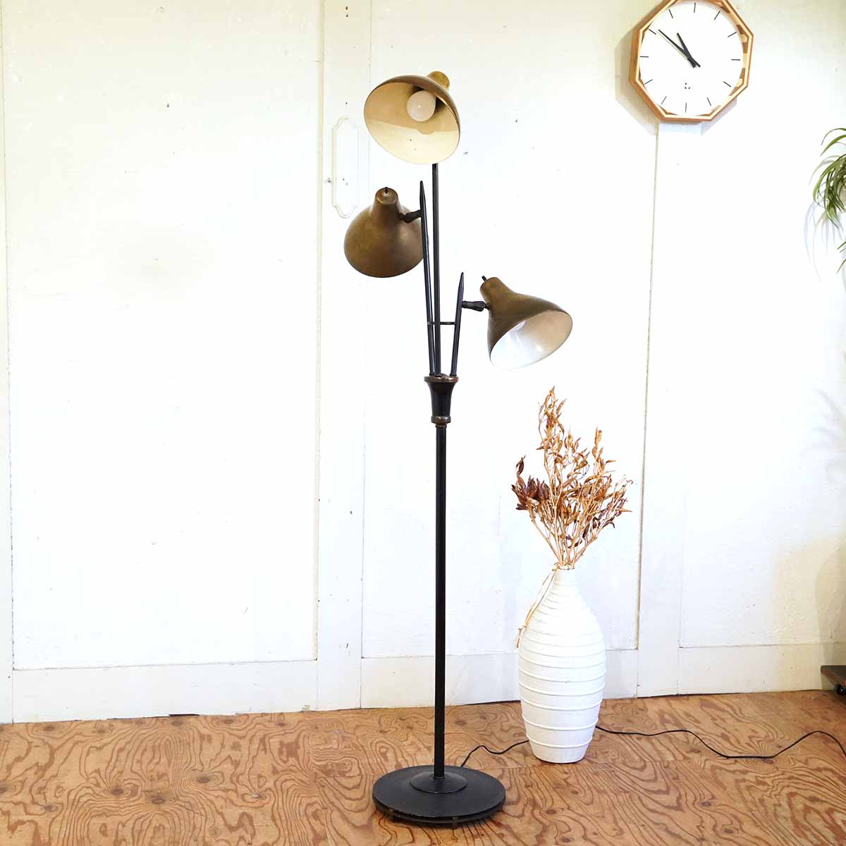 アメリカンヴィンテージ スタンドライト 3灯 フロアライト 照明 レトロ