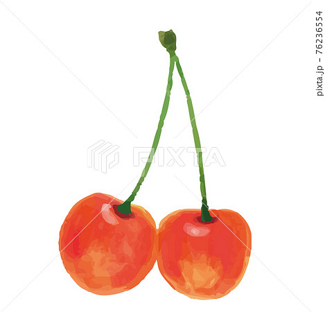 さくらんぼ サクランボ チェリー アイコン ふたつ 手描き イラストの