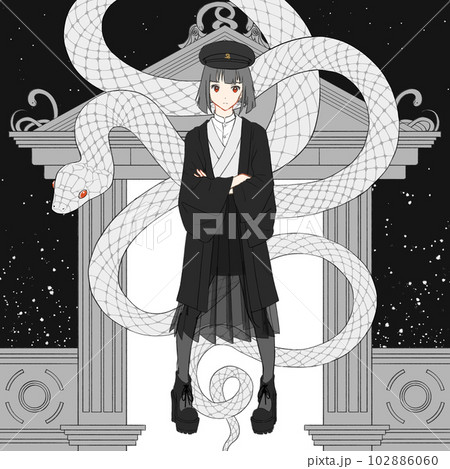 白蛇と女の子【大正浪漫】のイラスト素材 [102886060] - PIXTA