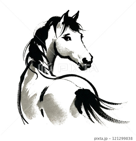 馬の水墨画のイラスト素材 [121299838] - PIXTA