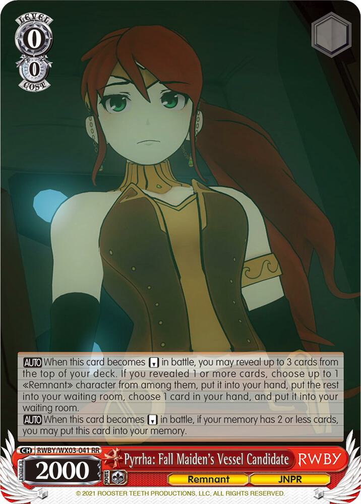 Pyrrha: Fall Maiden's Vessel Candidate - RWBY - Weiss Schwarz