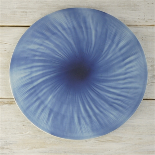 有田焼/李荘窯/APB ブラックホール 26cm捻りプレート/青/Φ26 X H1cm