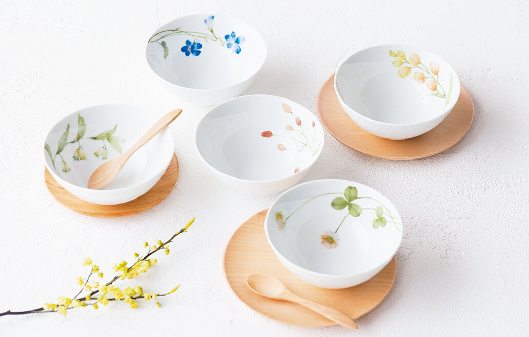 あづまの路 15cmスクエアプレートセット(5枚)(絵変り) | ノリタケ食器