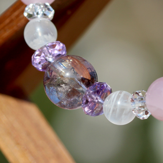 雪消」高品質ラベンダーアメジストエレスチャルブレスレット [ 天然石