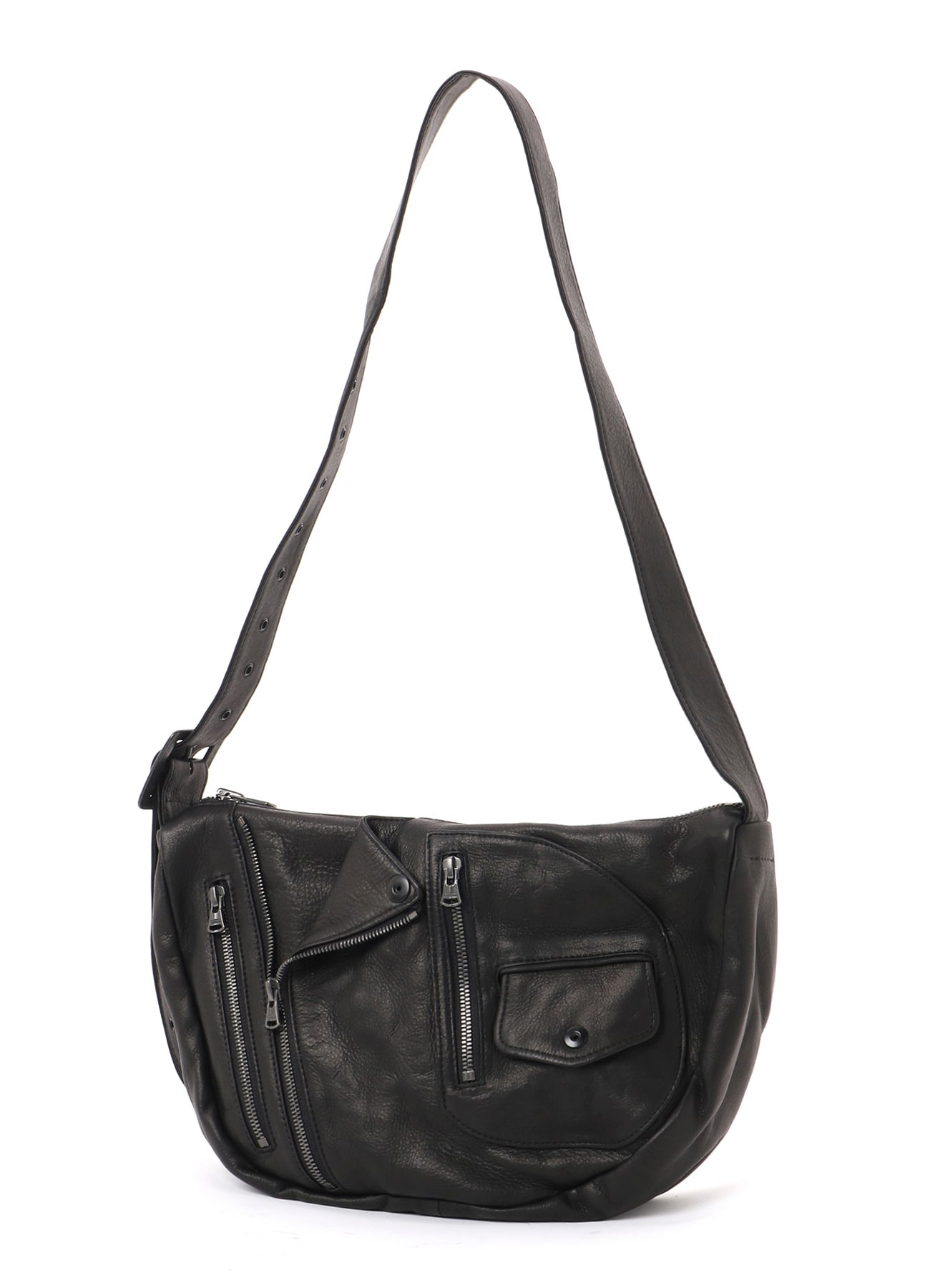 MIMOSA WASHED LEATHER RIDER SHOULDER BAG(FREE SIZE Black): Yohji