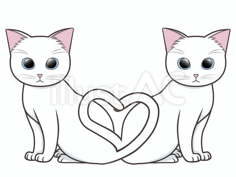 ハート型のしっぽ(白猫)イラスト - No: 22242692｜無料イラスト