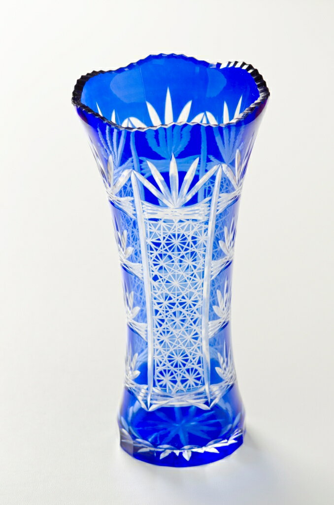 楽天市場】切子 花瓶 青の通販