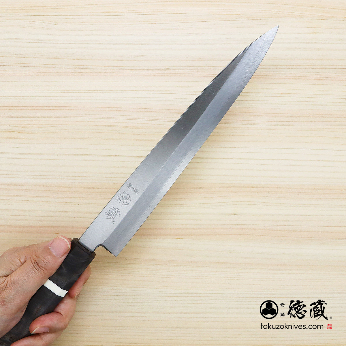 銀三 片刃 柳刃包丁 スタビライズ（白輪） 八角 – 徳蔵刃物 TOKUZO KNIVES