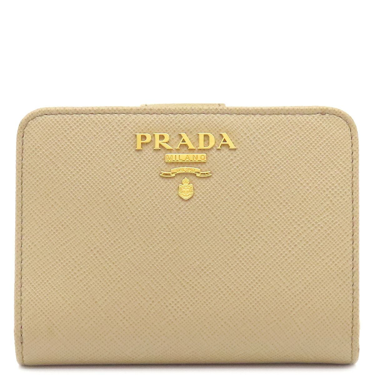 プラダ 二つ折り財布 財布 レディース SAFFIANO METAL ブラック 1ML225