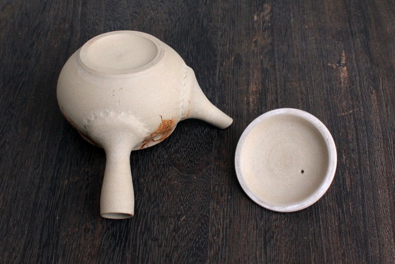 谷川仁 白泥藻掛け急須 200ml 陶製茶こし jin01 - 常滑焼急須館