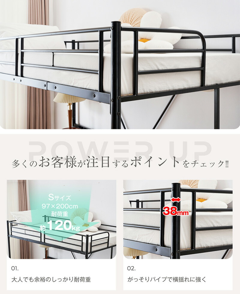 楽天市場】【在庫限定P10倍&お得クーポン】ロフトベッド パイプベッド