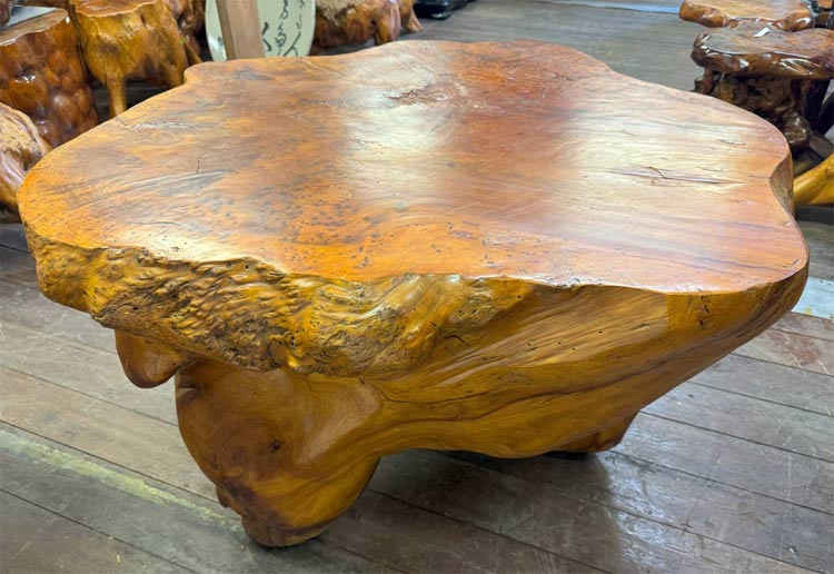 楽天市場】送料無料 自然木 木の根 座卓 低い テーブル W95cm 花台
