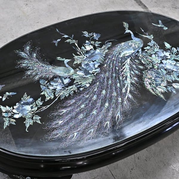 楽天市場】【引取限定】螺鈿細工 座卓 70万 孔雀 座卓 ガラス ちゃぶ台