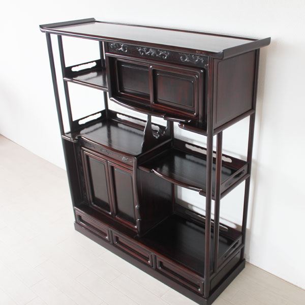 楽天市場】飾棚 漆仕上げ シタン材 唐木 地域限定 開梱設置送料無料