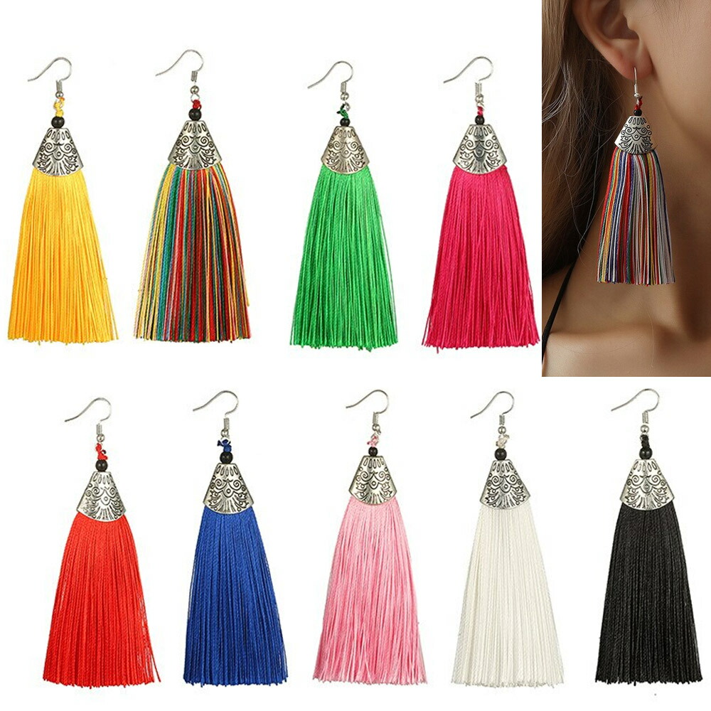 楽天市場】ボヘミアンロングフリンジタッセルピアス/1ペア 両耳 メンズ