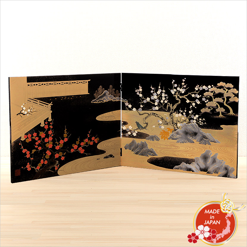 楽天市場】【2/18から25迄☆全品ポイント2倍！】会津塗 蒔絵屏風 衝立