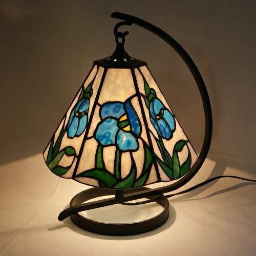 楽天市場】ステンドグラス ランプ 6面体吊り下げランプ ・青いケシA