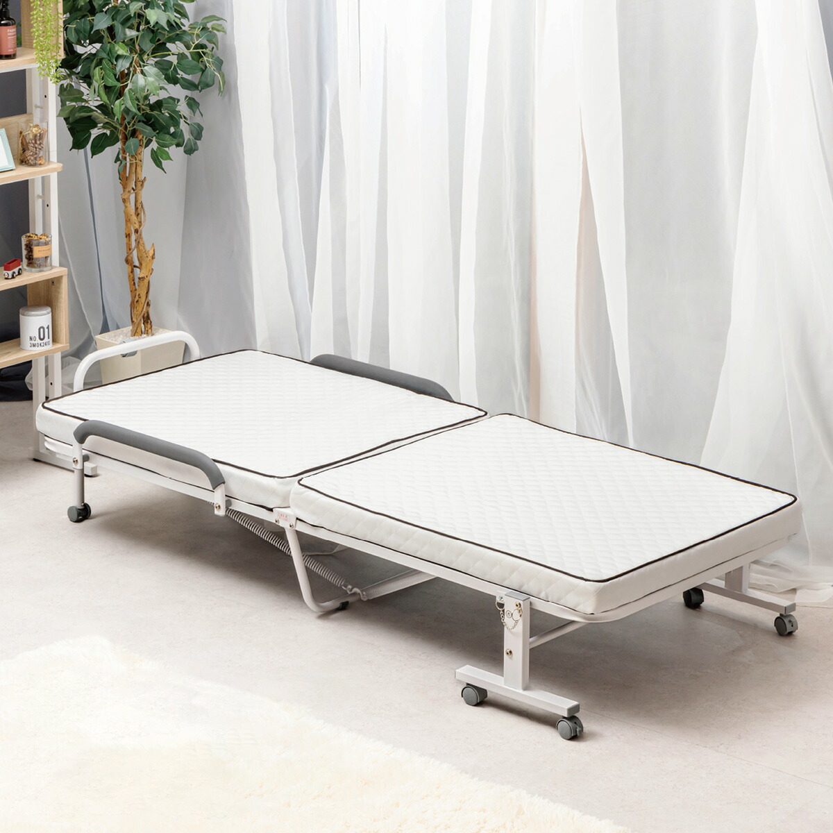 楽天市場】コンパクトセミショートシングル折りたたみベッド （幅84