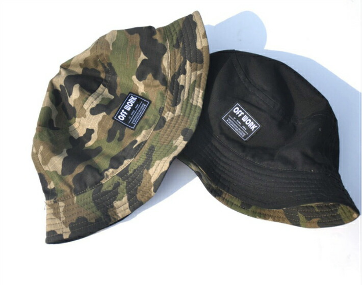 楽天市場】バケットハット 迷彩柄 リバーシブルハット ブラック 帽子