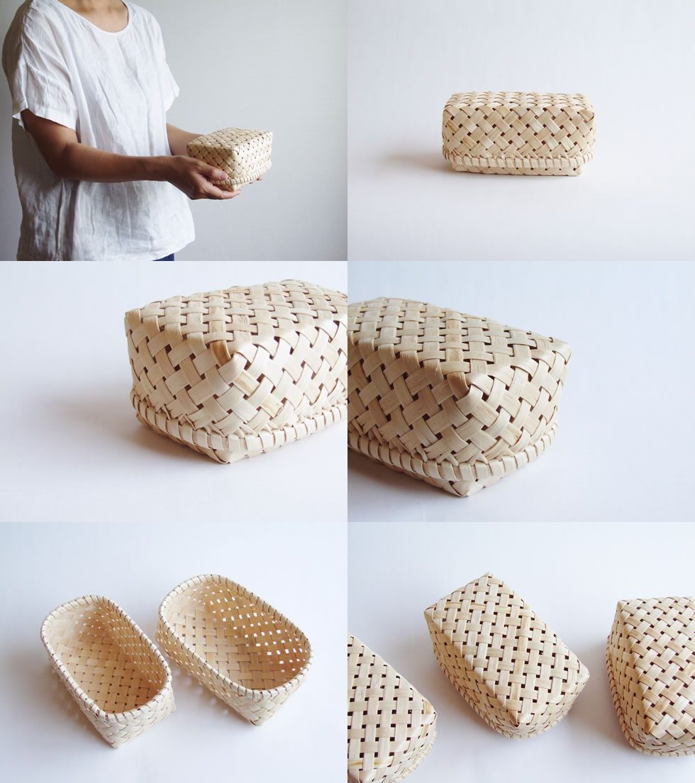 楽天市場】秋田県角館イタヤ細工 イタヤ長方形弁当かご 四つ目蓋付き