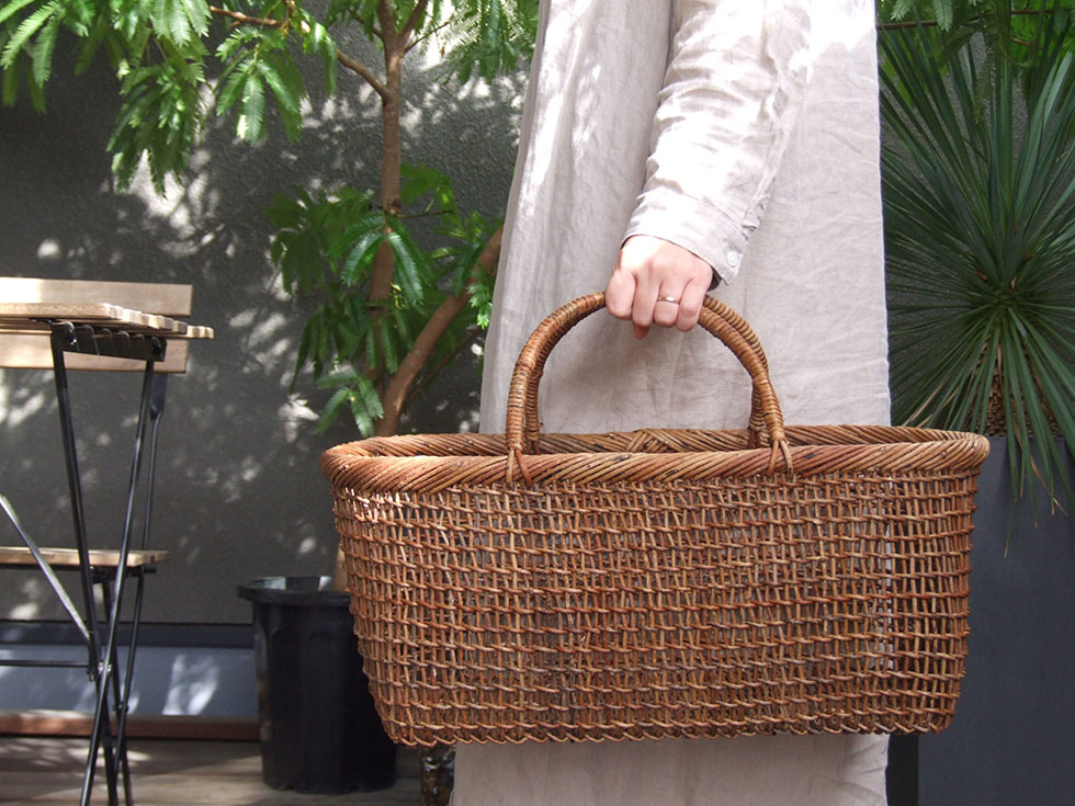 楽天市場】秋田県 あけび蔓細工 あけびかご 手提げかご 特上透かし編み