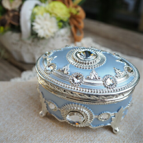 楽天市場】【スワロフスキーアンチモニーオルゴール だ円形