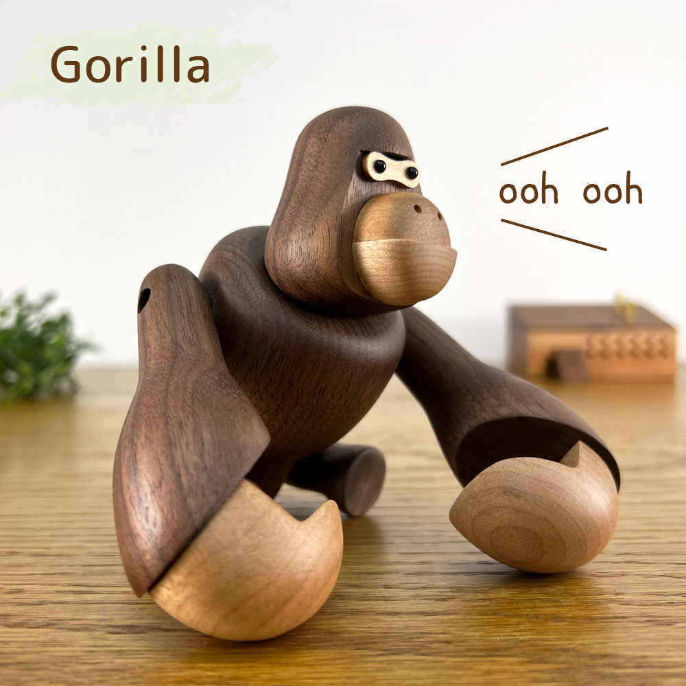 楽天市場】ゴリラ 置物 北欧 インテリア 雑貨 木製 オブジェ