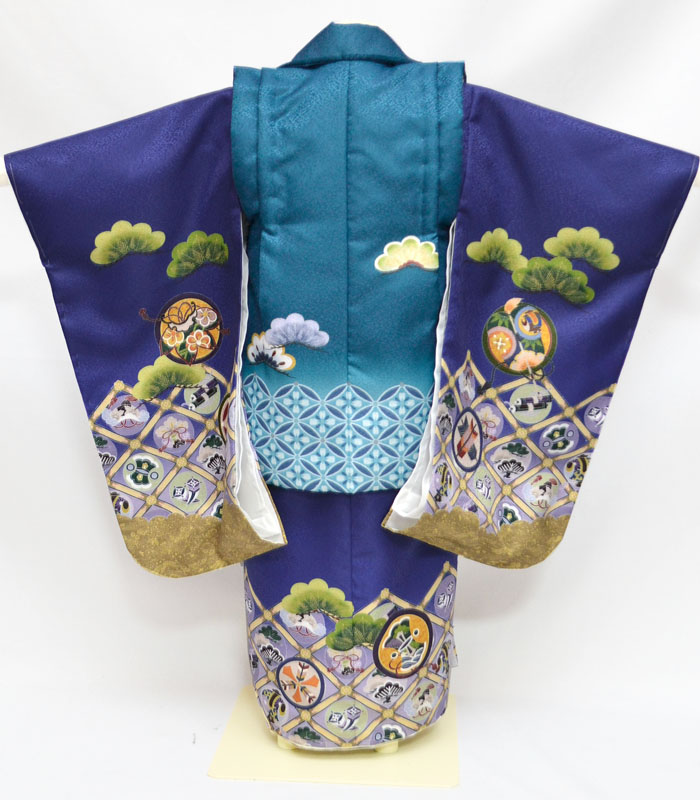 楽天市場】七五三 753 着物 3歳 男の子 被布セット 鷹柄 エメラルド